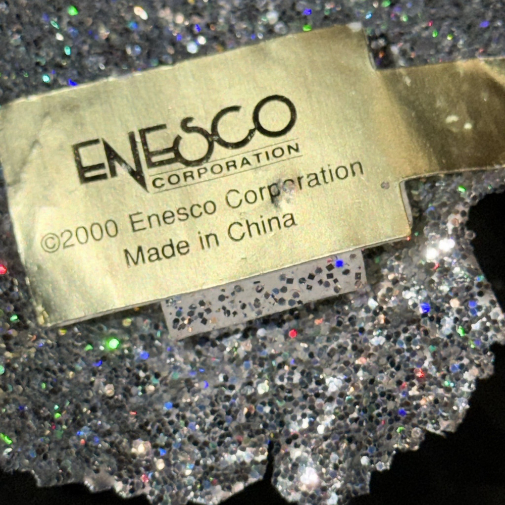 Vtg 2000 Enesco Glitter Grapes Ornament Silver Sparkle Decor Glam Cottagecore - Picture 8 of 8
